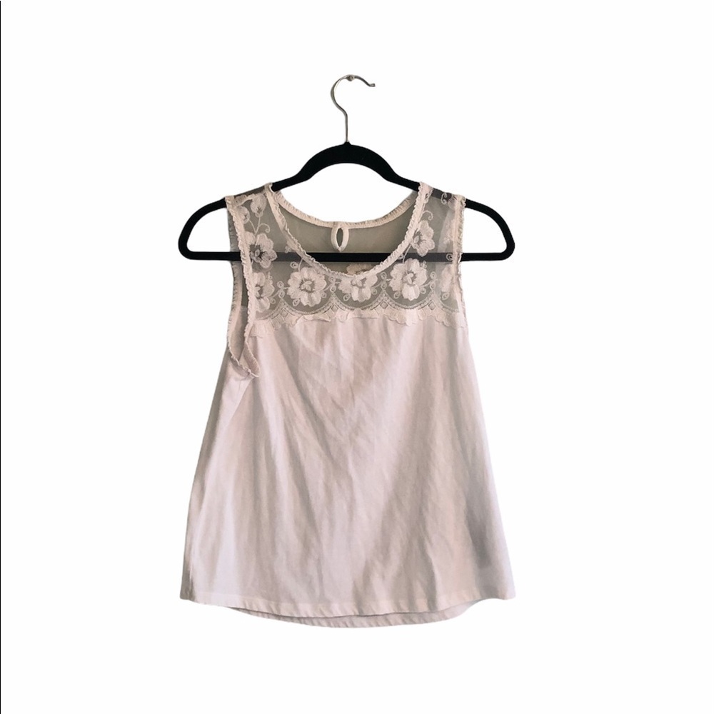 Hollister White Sleeveless Tank Top Size M